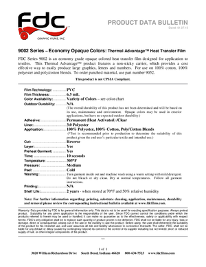 Application Guide For FDC Graphic Films 9002 Series Heat Transfer Film