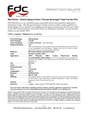 Application Guide For FDC Graphic Films 9004 Series Heat Transfer Film