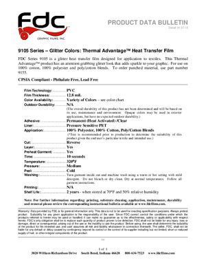 Application Guide For FDC Graphic Films 9105 Series Heat Transfer Film