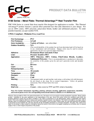 Application Guide For FDC Graphic Films 9106 Series Heat Transfer Film