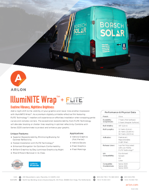 Brochure For Arlon IllumiNITE Wrap Reflective FLITE Technology Calendered Vinyl PSA Print Media