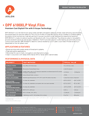 Download Product Specifications for DPF 6100XLP Cast Gloss Low Profile Air Egress Vehicle Wrap Print Media class