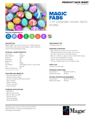 Data Sheet For Magic Brand FAB6 FAB6 Print Media