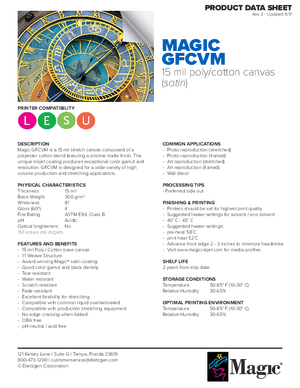 Data Sheet For Magic Brand GFCVM Canvas Print Media