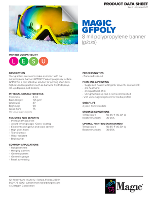 Data Sheet For Magic Brand GFPOLY Print Media