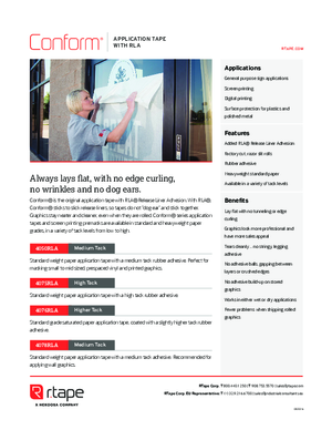 Spec Sheet For R Tape 2614 4075RLA Application Tape