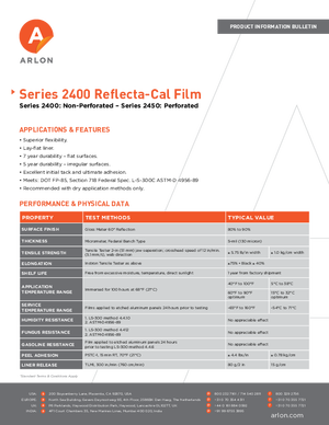 Specifications For Arlon Premium Reflective Vinyl Graphic Sign