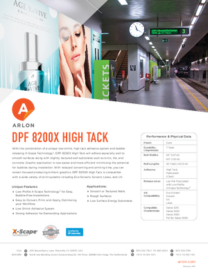 Brochure For Arlon DPF 8200X High Tack Air X Scape Calendered Vinyl PSA Print Media