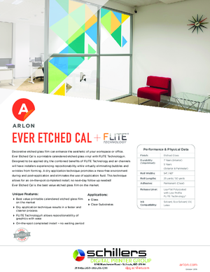 Brochure For Arlon Ever Etched Cal Calendered Vinyl PSA Print Media