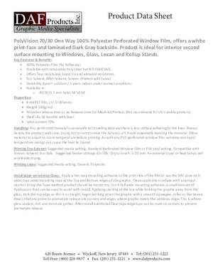Data Sheet For DAF Polyvision Window Perf Print Media
