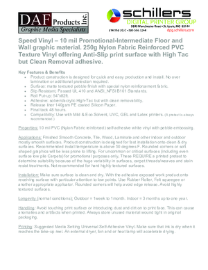 Data Sheet For DAF Speed Vinyl Floor PSA Print Media