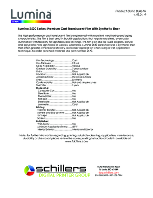 Data Sheet For FDC Graphic Films 2520 Series Premium Translucent Cast Vinyl Graphic Sign