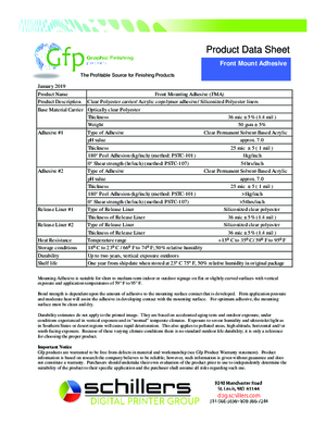 Data Sheet For Graphic Finishing Partners FMA Front Mount Optically Clear PSA