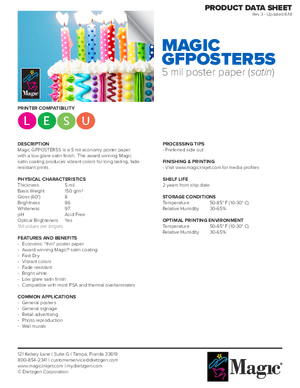 Data Sheet For Magic Brand GFPOSTER5S Presentation Print Media