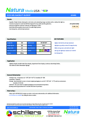 Data Sheet For Natura Media ES680 Eco Sol Premimum Backlit Print Media