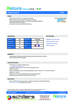 Data Sheet For Natura Media ES690 Green Backlit Print Media