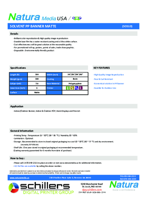 Data Sheet For Natura Media Solvent SO510 One Sided Banner Print Media