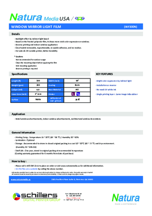 Data Sheet For Natura Media WF300N Backlit Print Media