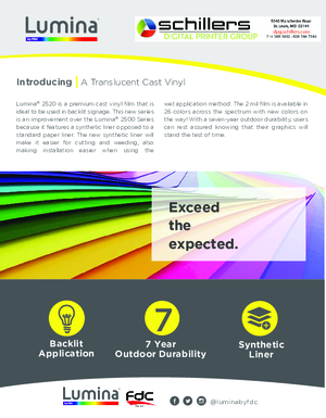 Fact Sheet For FDC Graphic Films 2520 Series Premium Translucent Cast Vinyl Graphic Sign