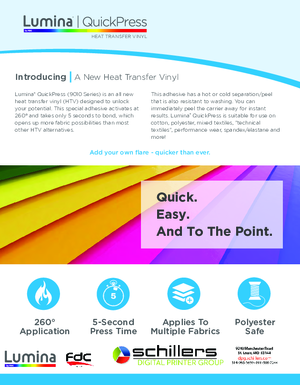 Fact Sheet For Lumina QuickPress 9010 Series Heat Transfer Film Heat Transfer