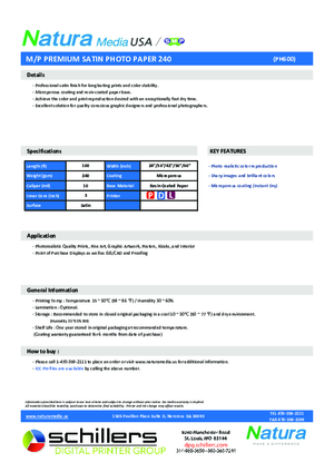 PH600 TDS For Natura Media PH500 PH600 Photobase Print Media