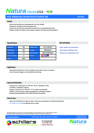 PH710 Data Sheet For Natura Media PH700 PH710 Photobase Print Media