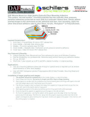 Spec Sheet For DAF Miracle Mount Optically Clear Pressure Sensitive Mounting Adhesive