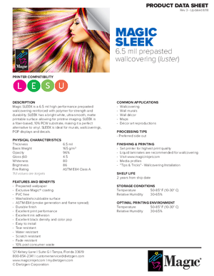 Spec Sheet For Magic Brand SLEEK Print Media