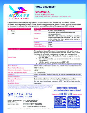 Spec Sheet For Mojave Digital Media SPMWG6 Wall PSA Print Media
