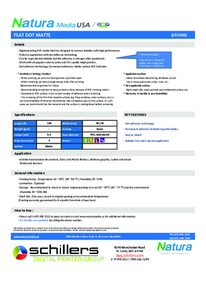 ZSO560 TDS For Natura Media Flat Dot Gloss or Matte PSA Print Media